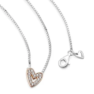 Halsketten*Pandora 380089C01 Halskette Anhänger Funkelndes Freihand-Herz Silber 14k Rosé
