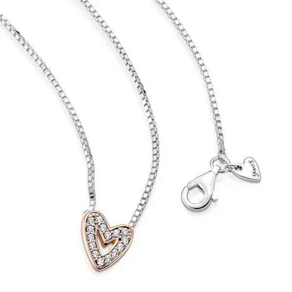 Halsketten*Pandora 380089C01 Halskette Anhänger Funkelndes Freihand-Herz Silber 14k Rosé