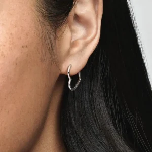 Ohrschmuck*Pandora 298307C00 Ohrringe Creolen Damen Asymmetrical Heart Hoop Sterling-Silber