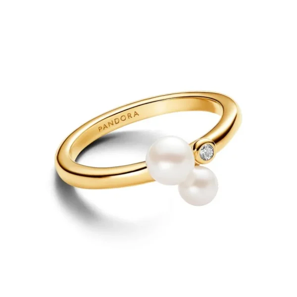 Ringe*Pandora 163156C01 Ring Damen Duo Süßwasserzuchtperlen Vergoldet