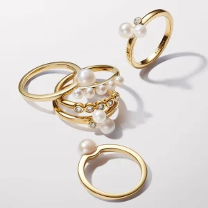 Ringe*Pandora 163156C01 Ring Damen Duo Süßwasserzuchtperlen Vergoldet