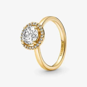Ringe*Pandora 161234C01 Ring Damen Funkelnder Runder Strahlenkranz 14k Vergoldet