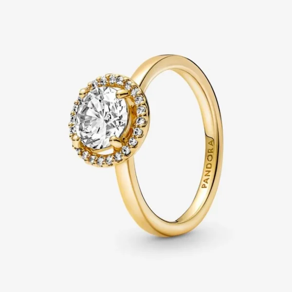 Ringe*Pandora 161234C01 Ring Damen Funkelnder Runder Strahlenkranz 14k Vergoldet