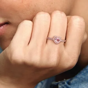 Ringe*Pandora 188421C04 Ring Damen Funkelndes Erhabenes Herz 14k Rosé Vergoldet