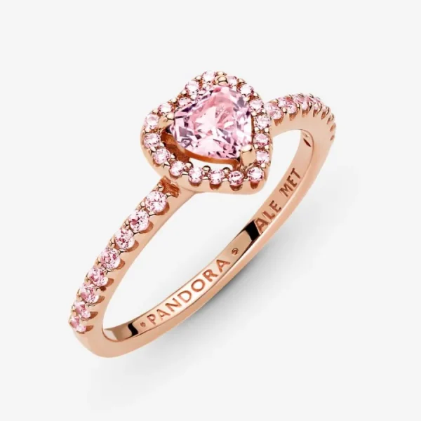 Ringe*Pandora 188421C04 Ring Damen Funkelndes Erhabenes Herz 14k Rosé Vergoldet