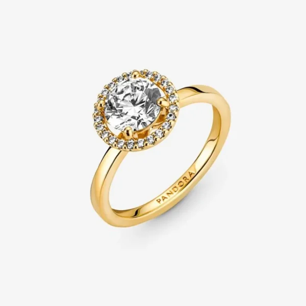 Ringe*Pandora 161234C01 Ring Damen Funkelnder Runder Strahlenkranz 14k Vergoldet