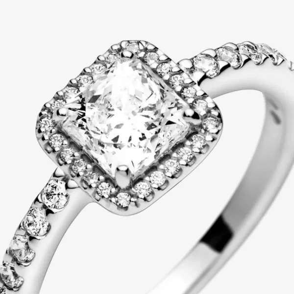 Ringe*Pandora 198863C01 Ring Damen Quadratischer Funkelnder Strahlenkranz Silber