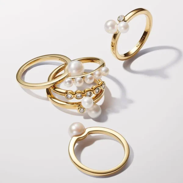 Ringe*Pandora 163157C01 Ring Damen Süßwasserzuchtperle Weiß Vergoldet