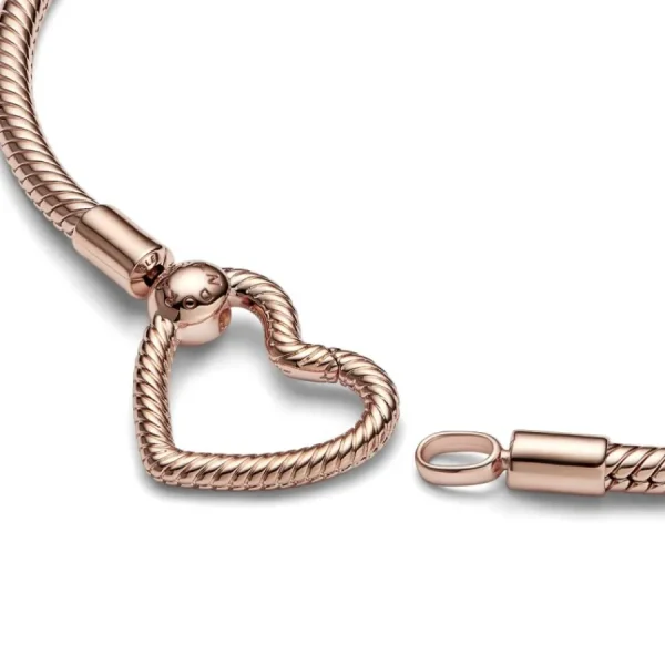 Armbänder & Armreife*Pandora 582257C00 Schlangen-Gliederarmband Moments Herzverschluss 14k Roségold