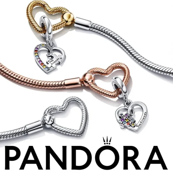 Armbänder & Armreife*Pandora 582257C00 Schlangen-Gliederarmband Moments Herzverschluss 14k Roségold