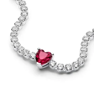 Armbänder & Armreife*Pandora 590041C02 Tennisarmband Damen Rotes Funkelndes Herz Zirkon Silber