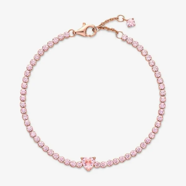 Armbänder & Armreife*Pandora 580041C01 Tennisarmband Damen Funkelndes Herz 14k Rosé Vergoldet