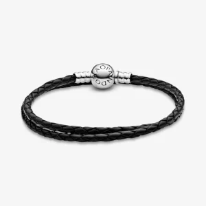 Armbänder & Armreife*Pandora 590745CBK-D Lederarmband Moments Zweifach Gewickelt Silber