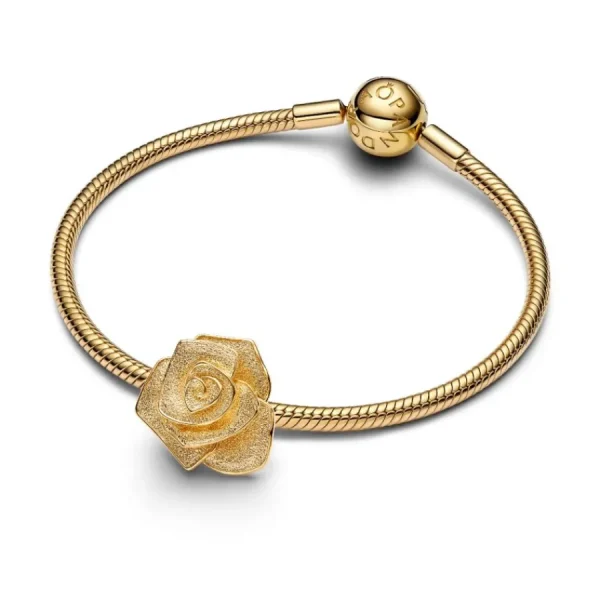 Anhänger*Pandora Charm Damen Große Blühende Rose Vergoldet 763675C00