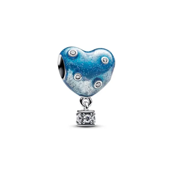 Anhänger*Pandora Charm Damen Heißluftballon Herz Blau Zirkonia Silber 793595C01