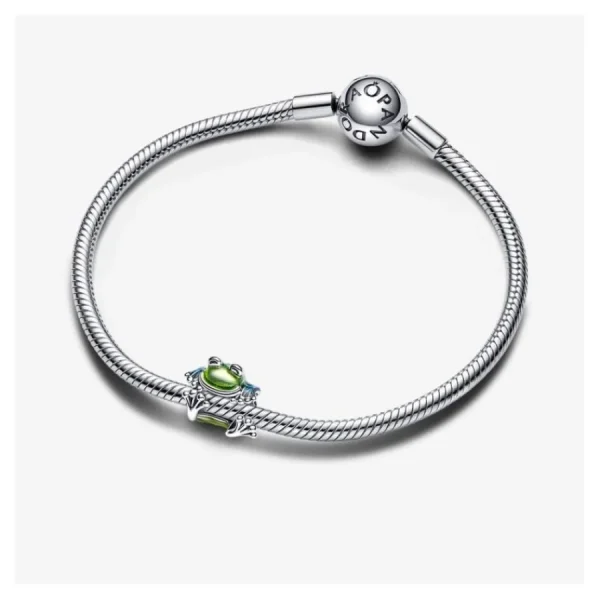 Anhänger*Pandora Charm Damen Kletternder Frosch Emaille Grün Silber 793342C01