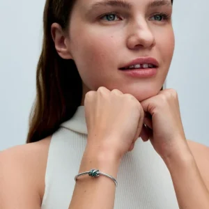 Anhänger*Pandora Charm Damen Monstera Blätter Emaille Grün Silber 793332C01