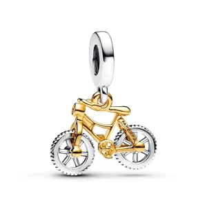 Anhänger*Pandora Charm-Anhänger Bewegliches Fahrrad Silber Vergoldet 763354C01