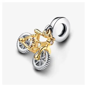 Anhänger*Pandora Charm-Anhänger Bewegliches Fahrrad Silber Vergoldet 763354C01