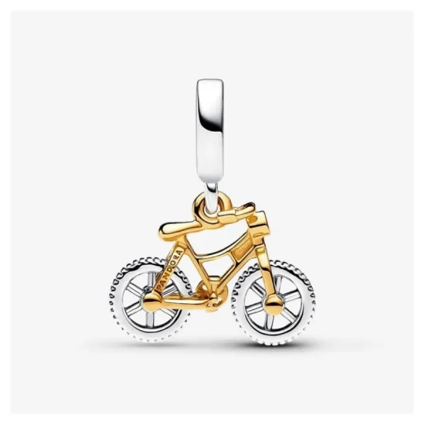 Anhänger*Pandora Charm-Anhänger Bewegliches Fahrrad Silber Vergoldet 763354C01