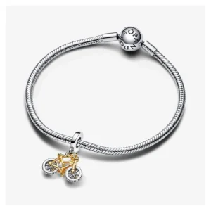 Anhänger*Pandora Charm-Anhänger Bewegliches Fahrrad Silber Vergoldet 763354C01
