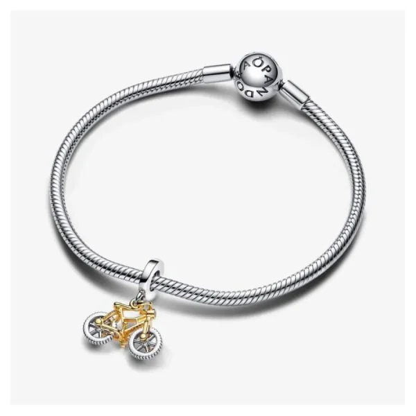 Anhänger*Pandora Charm-Anhänger Bewegliches Fahrrad Silber Vergoldet 763354C01