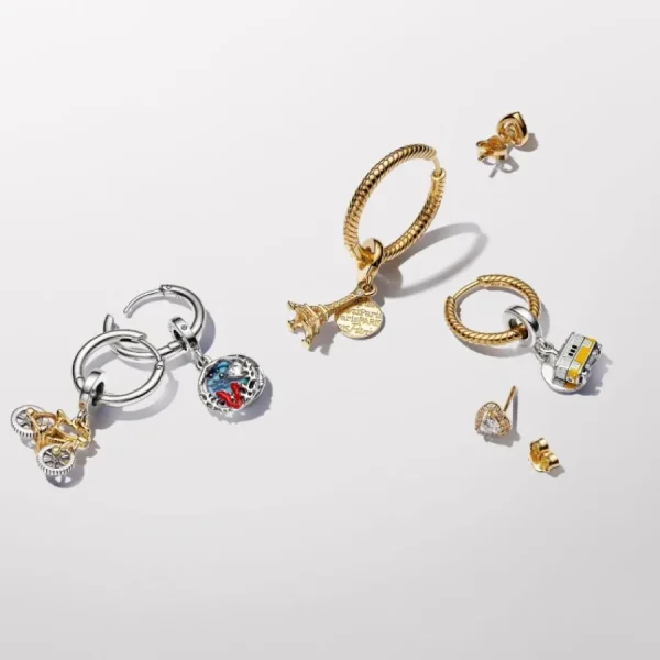 Anhänger*Pandora Charm-Anhänger Bewegliches Fahrrad Silber Vergoldet 763354C01