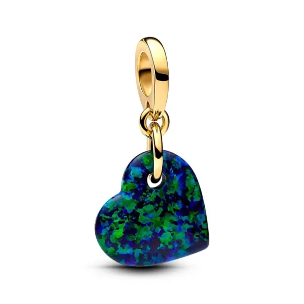 Anhänger*Pandora Charm-Anhänger Damen Herz Opal Grün Vergoldet 763348C01