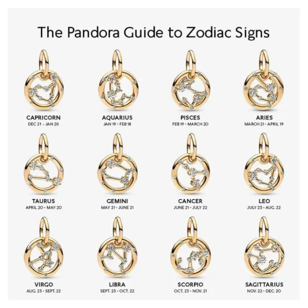 Anhänger*Pandora Charm-Anhänger Damen Sternzeichen mit Zirkonia Vergoldet