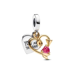 Anhänger*Pandora Charm-Anhänger Damen Gravierbar Herz Pfeil Vergoldet 763622C01