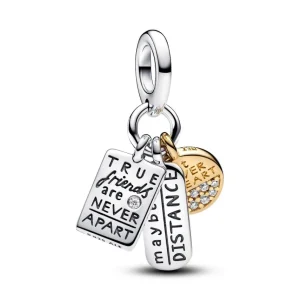 Anhänger*Pandora Charm-Anhänger Damen Freundschaft Zirkon Silber Vergoldet 763436C01