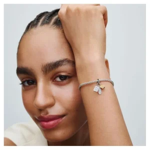 Anhänger*Pandora Charm-Anhänger Damen Freundschaft Zirkon Silber Vergoldet 763436C01