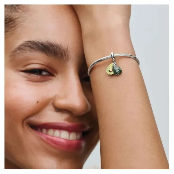 Anhänger*Pandora Charm-Anhänger Damen Avocado Grün Sterling-Silber Vergoldet