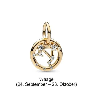 Anhänger*Pandora Charm-Anhänger Damen Sternzeichen mit Zirkonia Vergoldet