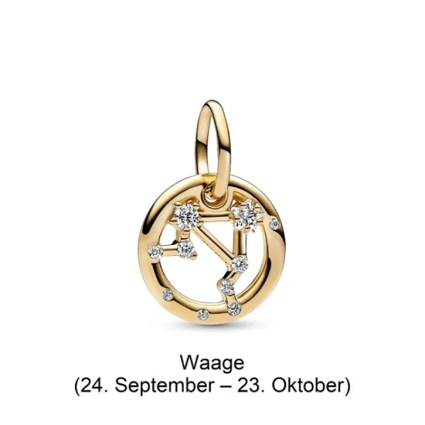 Anhänger*Pandora Charm-Anhänger Damen Sternzeichen mit Zirkonia Vergoldet