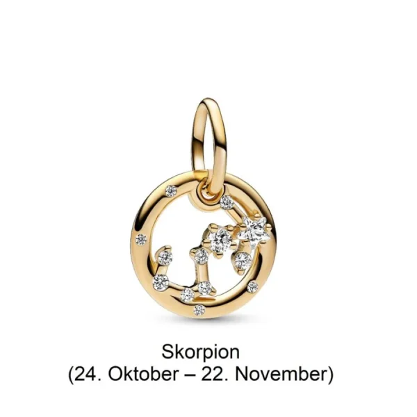 Anhänger*Pandora Charm-Anhänger Damen Sternzeichen mit Zirkonia Vergoldet