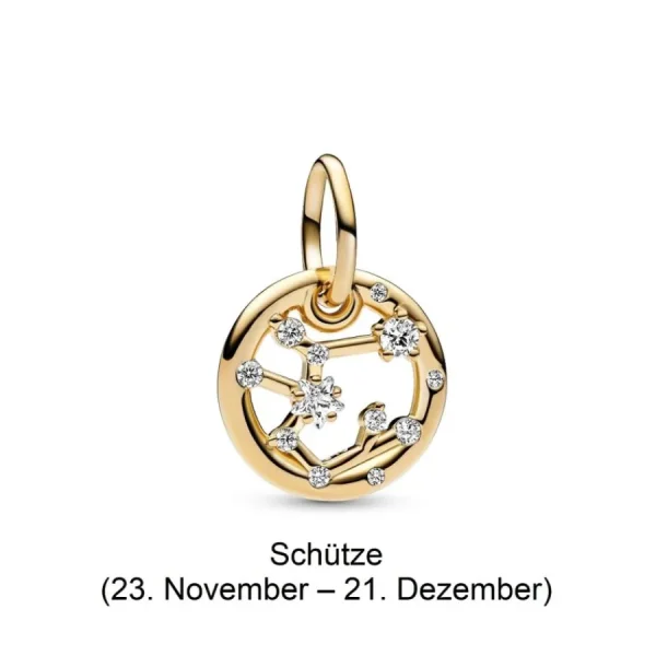 Anhänger*Pandora Charm-Anhänger Damen Sternzeichen mit Zirkonia Vergoldet