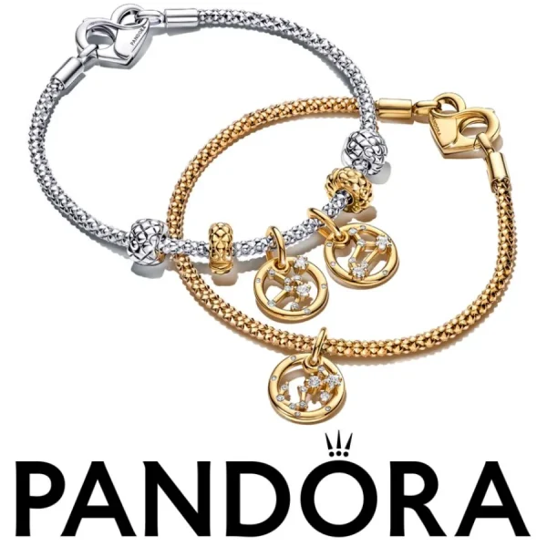 Anhänger*Pandora Charm-Anhänger Damen Sternzeichen mit Zirkonia Vergoldet