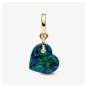 Anhänger*Pandora Charm-Anhänger Damen Herz Opal Grün Vergoldet 763348C01
