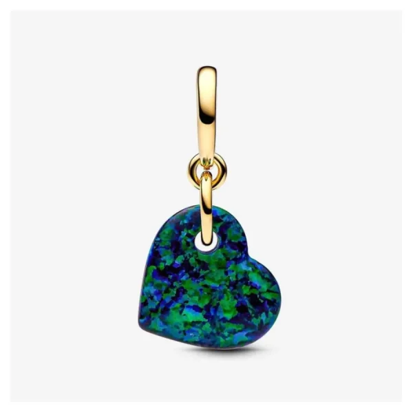 Anhänger*Pandora Charm-Anhänger Damen Herz Opal Grün Vergoldet 763348C01