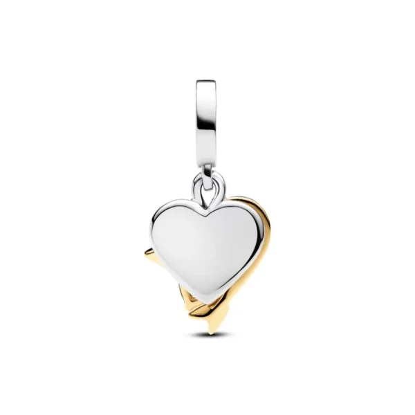 Anhänger*Pandora Charm-Anhänger Damen Gravierbar Herz Pfeil Vergoldet 763622C01