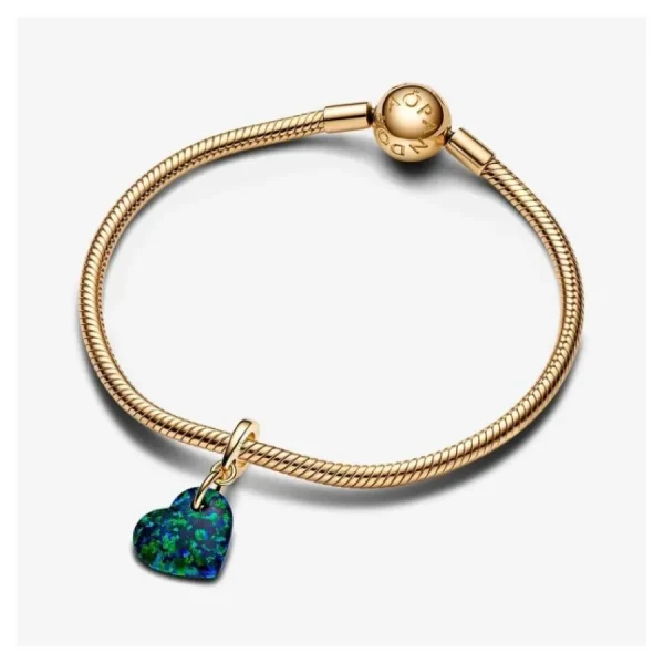 Anhänger*Pandora Charm-Anhänger Damen Herz Opal Grün Vergoldet 763348C01