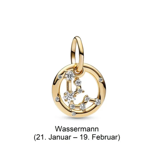 Anhänger*Pandora Charm-Anhänger Damen Sternzeichen mit Zirkonia Vergoldet