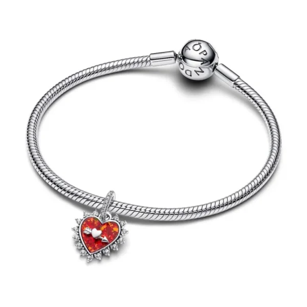 Anhänger*Pandora Charm-Anhänger Damen Drehbarer Pfeil Herz Silber 793667C01