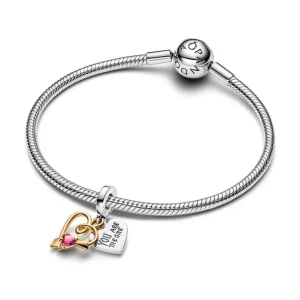 Anhänger*Pandora Charm-Anhänger Damen Gravierbar Herz Pfeil Vergoldet 763622C01