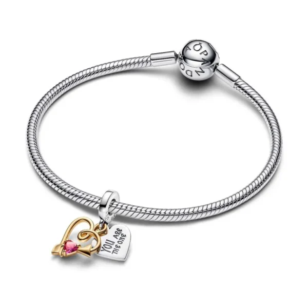 Anhänger*Pandora Charm-Anhänger Damen Gravierbar Herz Pfeil Vergoldet 763622C01