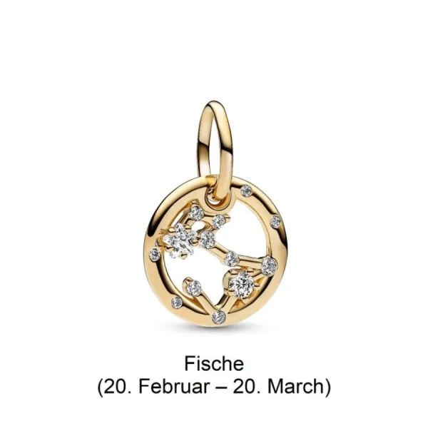 Anhänger*Pandora Charm-Anhänger Damen Sternzeichen mit Zirkonia Vergoldet