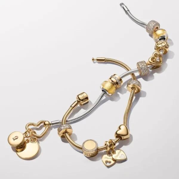 Anhänger*Pandora Charm-Anhänger Damen Doppeltes Herz Vergoldet 769187C01