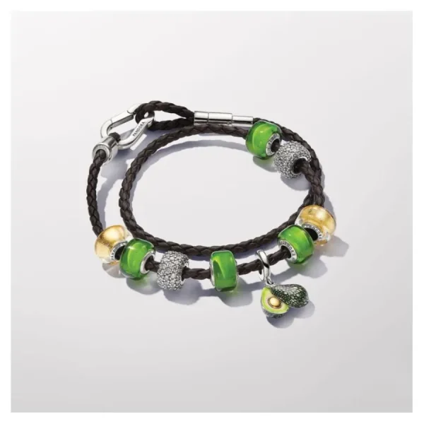 Anhänger*Pandora Charm-Anhänger Damen Avocado Grün Sterling-Silber Vergoldet