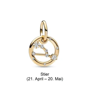 Anhänger*Pandora Charm-Anhänger Damen Sternzeichen mit Zirkonia Vergoldet